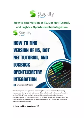 How to Find Version of IIS, Dot Net Tutorial, and Logback OpenTelemetry Integration