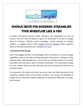 Google Drive for Business Streamline Your Workflow Like a Pro