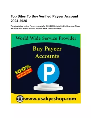 Top Sites To Buy Verified Payeer Account 2024-2025