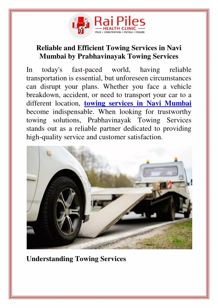 reliable and efficient towing services in navi