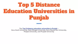 Top 5 Distance Education Universities in Punjab