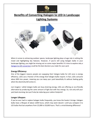 Illuminated Gardens - Benefits of Converting Halogen to LED in Landscape Lighting Systems