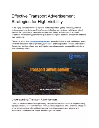 Effective Transport Advertisement Strategies for High Visibility