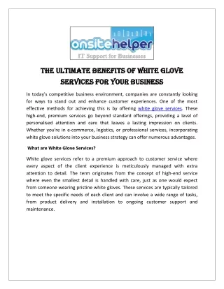 The Ultimate Benefits of White Glove Services for Your Business