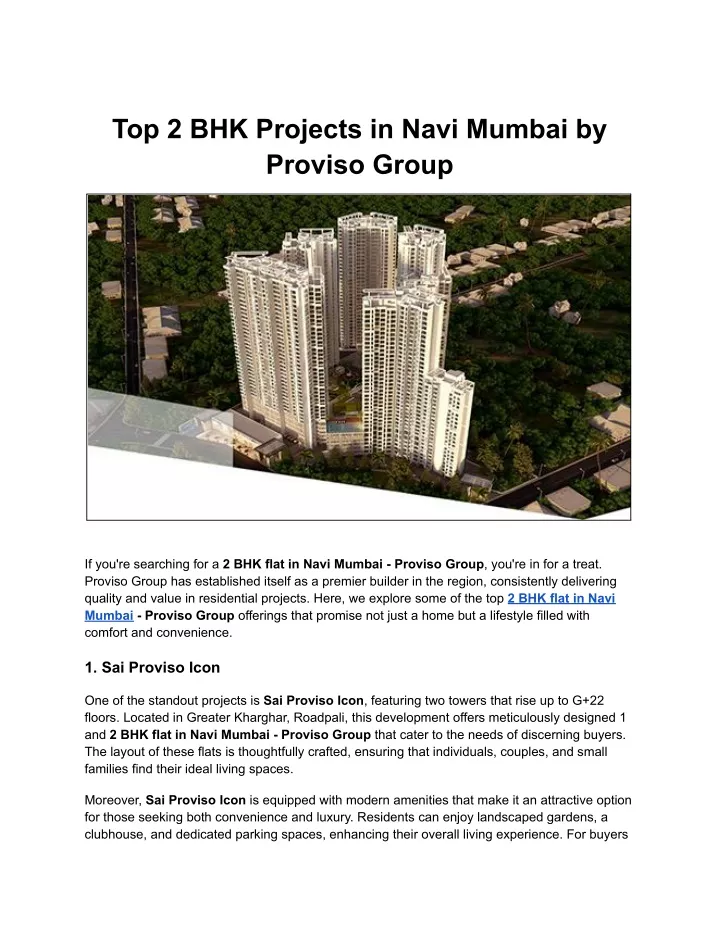 top 2 bhk projects in navi mumbai by proviso group