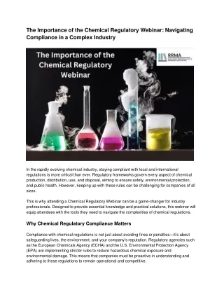 The Importance of the Chemical Regulatory Webinar_ Navigating Compliance in a Complex Industry