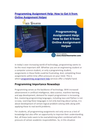 programming assignment help how to get it from