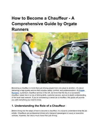 how to become a chauffeur a comprehensive guide