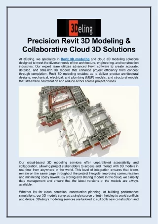 Precision Revit 3D Modeling & Collaborative Cloud 3D Solutions