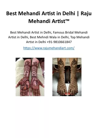 Best Mehandi Artist in Delhi | Raju Mehandi Artist™