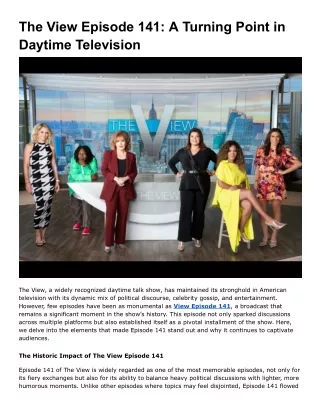The View Episode 141_ A Turning Point in Daytime Television