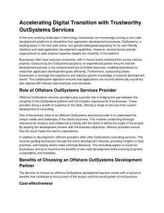 Construct Custom Solutions by Hiring OutSystems Services Provider