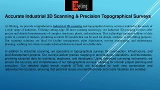 Accurate Industrial 3D Scanning & Precision Topographical Surveys