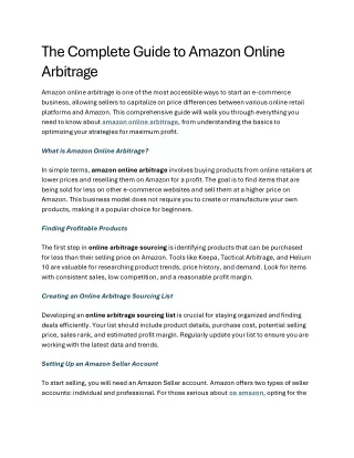 The Complete Guide to Amazon Online Arbitrage
