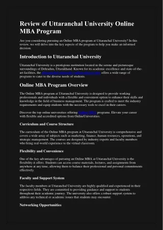 review of uttaranchal university online
