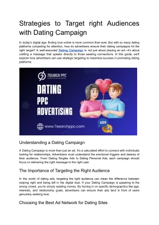 Strategies to Target right Audiences with Dating Campaign