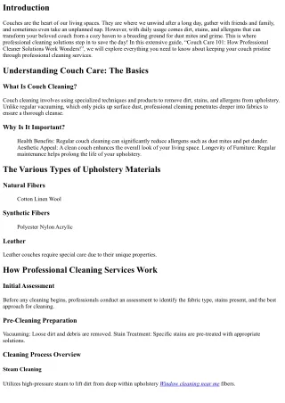 “Couch Care 101: How Professional Cleaner Solutions Work Wonders!”