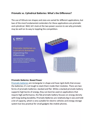 prismatic vs cylindrical batteries what