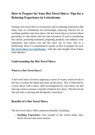 How to Prepare for Your Hot Towel Shave Tips for a Relaxing Experience in Letterkenny