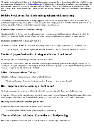 Fördelar med att anlita proffs för dödsbostädning i Stockholm