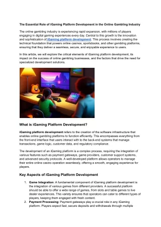 the essential role of igaming platform