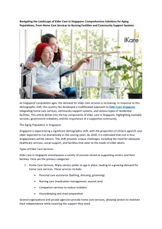 Elder Care Singapore