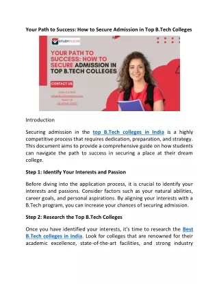 your path to success how to secure admission