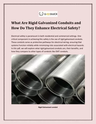What Are Rigid Galvanized Conduits and How Do They Enhance Electrical Safety