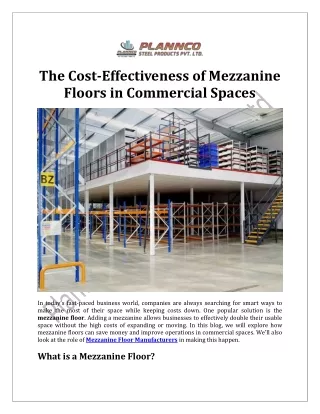 The Cost-Effectiveness of Mezzanine Floors in Commercial Spaces