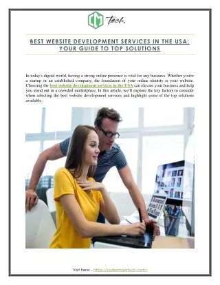 Best Website Development Services in the USA: Your Guide to Top Solutions