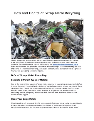 Do’s and Don’ts of Scrap Metal Recycling