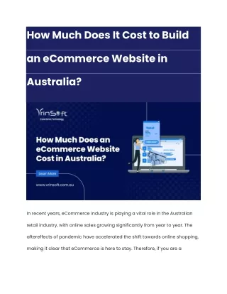 How Much Does It Cost to Build an eCommerce Website in Australia?