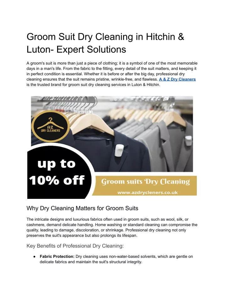 groom suit dry cleaning in hitchin luton expert