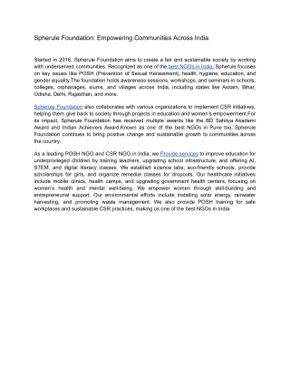 spherule foundation empowering communities across