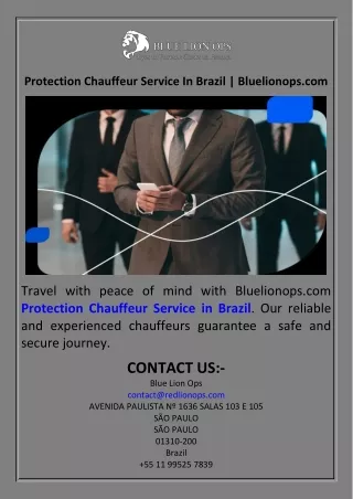 Protection Chauffeur Service In Brazil  Bluelionops.com