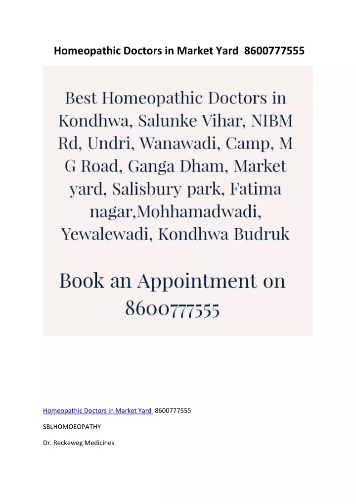 homeopathic doctors in market yard 8600777555