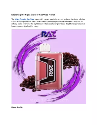 Exploring the Night Crawler Raz Vape Flavor