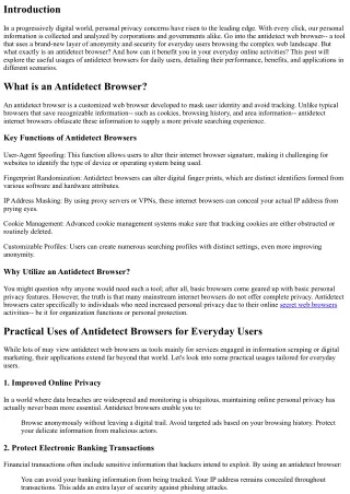 Practical Utilizes of Antidetect Browsers for Everyday Users