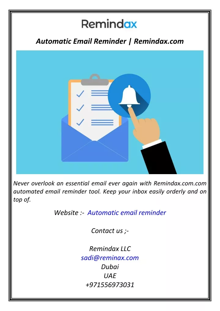 automatic email reminder remindax com