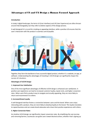 Advantages of UI and UX Design a Human Focused Approach