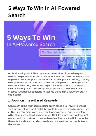 5 Ways To Win In AI-Powered Search