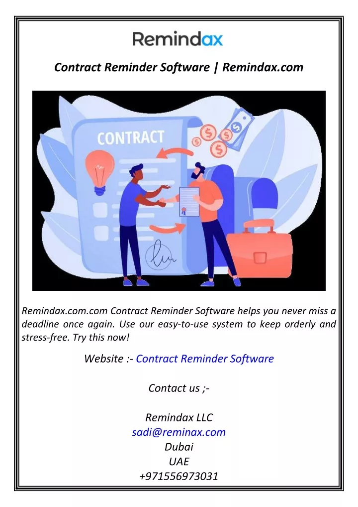 contract reminder software remindax com