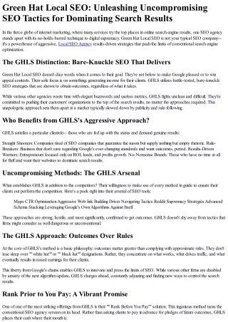 green hat local seo unleashing uncompromising