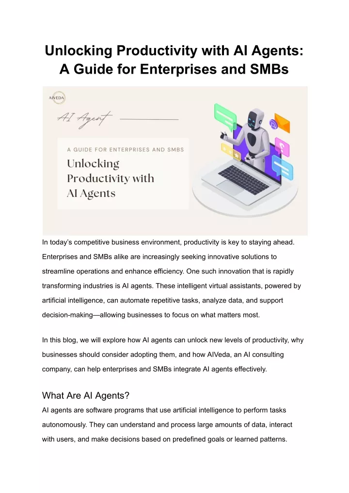 unlocking productivity with ai agents a guide