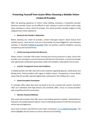 A reputable betting ID provider