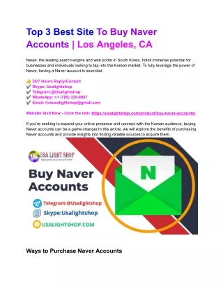 Buy Naver Accounts