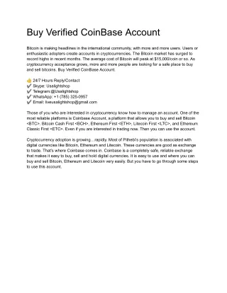 Buy Verified CoinBase Account