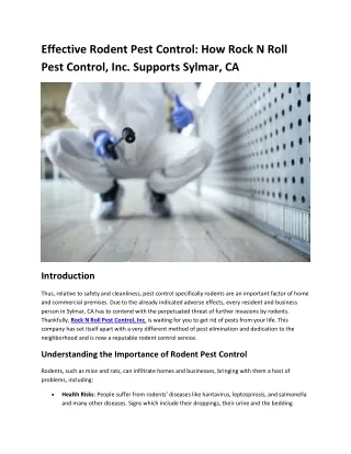 Effective Rodent Pest Control