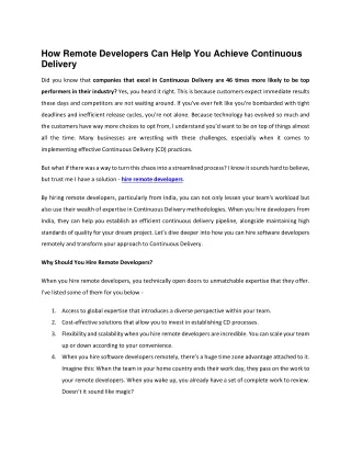 How Remote Developers Can Help You Achieve Continuous Delivery