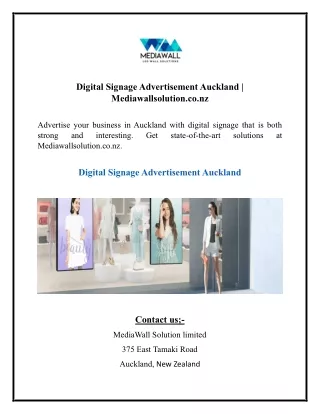 Digital Signage Advertisement Auckland Mediawallsolution.co.nz